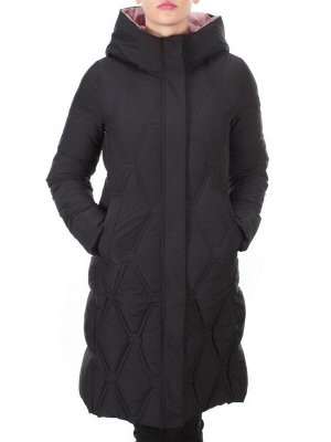 2158 BLACK Пальто зимнее облегченное  женское YINGPENG (150 гр. холлофайбер)