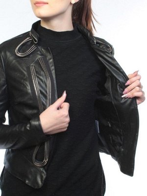 C085 BLACK Куртка женская демисезонная (искусственная кожа)