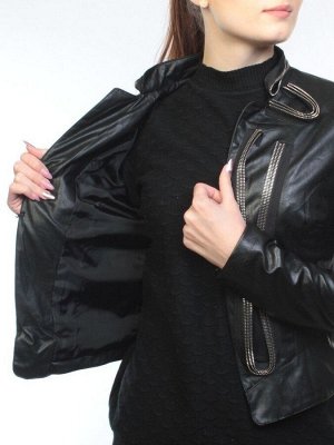 C085 BLACK Куртка женская демисезонная (искусственная кожа)