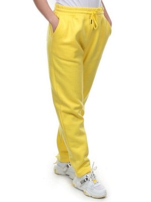 M045 YELLOW Брюки спортивные женские на флисе (100% хлопок) 7986
