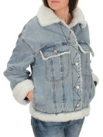 626420056008A61803 BLUE Куртка джинсовая женская, утепленная (77.6% хлопок, 22.4% полиэстер)