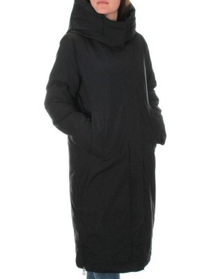 22377 BLACK Пальто зимнее женское облегченное (150 гр. холлофайбера)