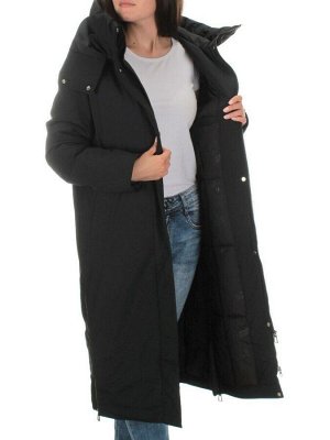 22377 BLACK Пальто зимнее женское облегченное (150 гр. холлофайбера)
