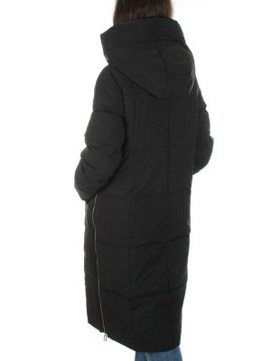 22361 BLACK Пальто зимнее женское облегченное (150 гр. холлофайбера)