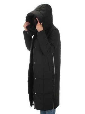 22361 BLACK Пальто зимнее женское облегченное (150 гр. холлофайбера)