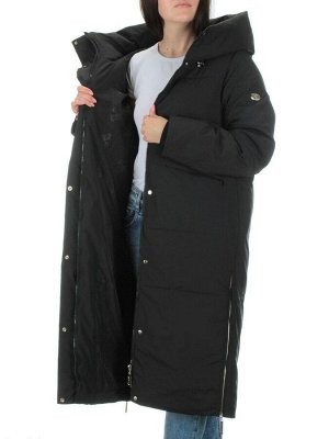 22373 BLACK Пальто зимнее женское облегченное (150 гр. холлофайбера)