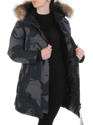AH3802 MILITARY Пальто женское зимнее (био-пух, натуральный мех лисицы)