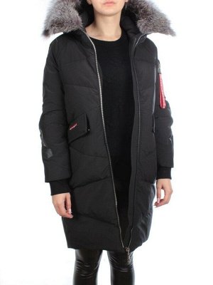 CU-19056 BLACK Пальто женское зимнее CUTEELF (200 гр. холлофайбера)