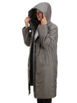 22335 SWAMP/GRAY Пальто стеганое двухстороннее демисезонное женское (100 гр. синтепон)