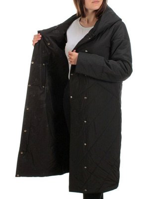 22330 BLACK Пальто стеганое демисезонное женское (100 гр. синтепон)