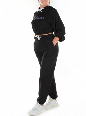 303-1 BLACK Спортивный костюм женский (100% хлопок)