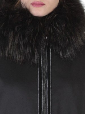 E-1961 BLACK Пальто женское с мехом Evcanbady