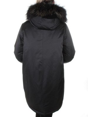 E-1961 BLACK Пальто женское с мехом Evcanbady