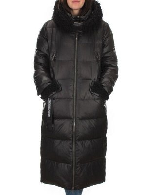 C1068-1A BLACK Пальто зимнее женское (200 гр. холлофайбер)