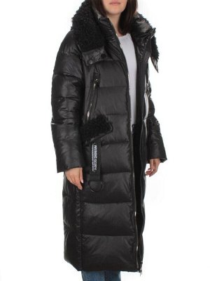 C1068-1A BLACK Пальто зимнее женское (200 гр. холлофайбер)