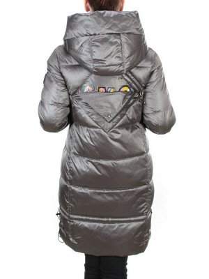 9106 DARK GREY Пальто зимнее женское  FLOWEROVE (200 гр. холлофайбера)