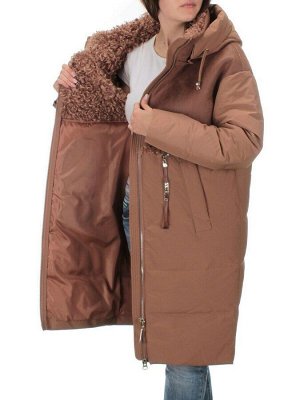C1041 BROWN Пальто зимнее женское (200 гр .холлофайбер)