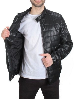 A163 BLACK Куртка из эко-кожи мужская (50 гр. синтепон)