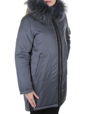 E-1961 DK. GREY Пальто женское с натуральным мехом Evcanbady