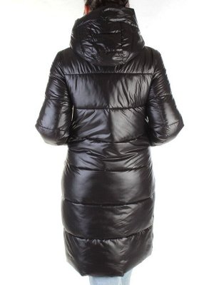 2180 BLACK Пальто женское зимнее (холлофайбер)