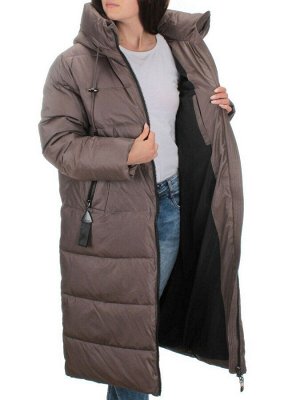 H-2208 DK.BROWN Пальто зимнее женское (200 гр .холлофайбер)