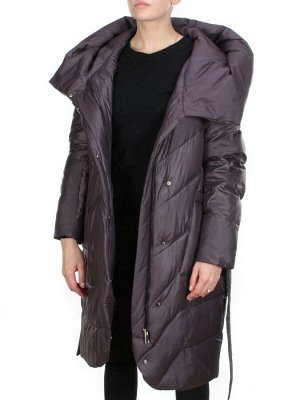 2237 GREY/PURPLE Пальто женское зимнее AKIDSEFRS (200 гр. холлофайбера)