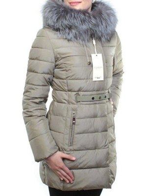 8158 Пальто зимнее женское (холлофайбер, натуральный мех чернобурки)