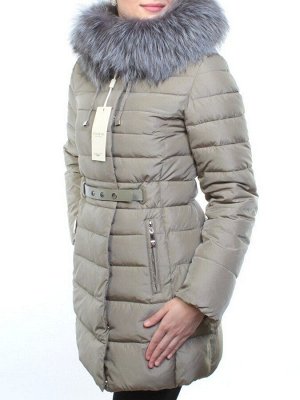 8158 Пальто зимнее женское (холлофайбер, натуральный мех чернобурки)