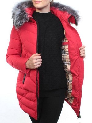 D16-276 RED Пальто зимнее женское (холлофайбер, натуральный мех чернобурки)