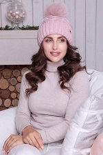 Шапка Моника с цветным песцовым помпоном