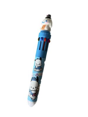 Ручка 10-цветная "Зайка" голубой корпус