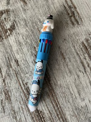 Ручка 10-цветная "Зайка" голубой корпус