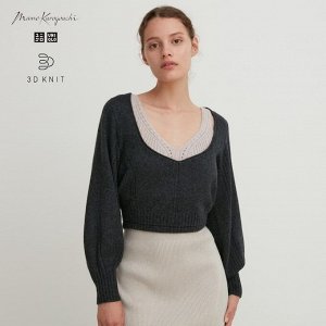 UNIQLO - укороченный свитер с объемными рукавами - 08 DARK GRAY