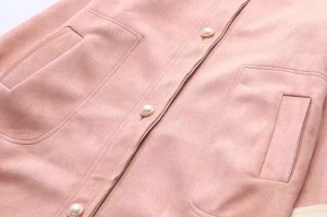 Кардиган с лацканами из плотной ткани, на пуговицах, розовый