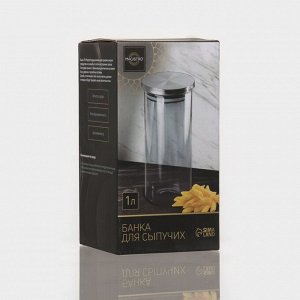Банка для сыпучих продуктов Magistro «Стиль», 1 л, 10.3*19 см, с металлической крышкой, стекло, прозрачная