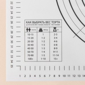 Коврик для выпечки и раскатки теста с разметкой KONFINETTA, армированный, силикон, 40x50 см, 0.44 мм, чёрный