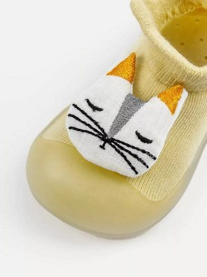 Ботиночки-носочки детские Amarobaby First Step Cat желтые, с дышащей подошвой, размер 22
