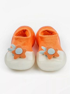 Ботиночки-носочки детские Amarobaby First Step Pure Toys оранжевые, с дышащей подошвой, размер 24