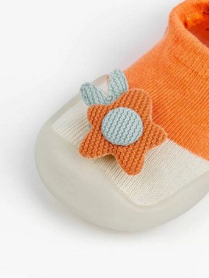 Ботиночки-носочки детские Amarobaby First Step Pure Toys оранжевые, с дышащей подошвой, размер 24