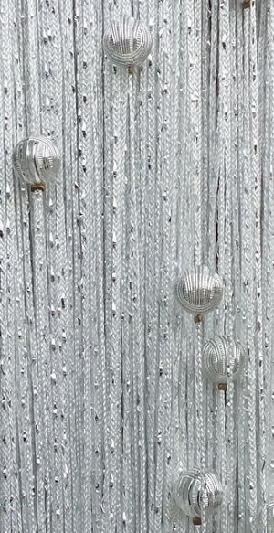 Кисея, нитяные шторы белая Дождь однотонный с шарами col 1