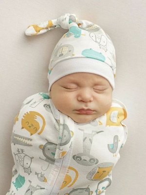 Пеленка (кокон на молнии) с шапочкой Amarobaby (Soft Hugs) Зверята