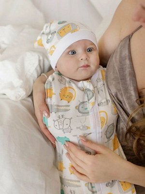 Пеленка (кокон на молнии) с шапочкой Amarobaby (Soft Hugs) Зверята