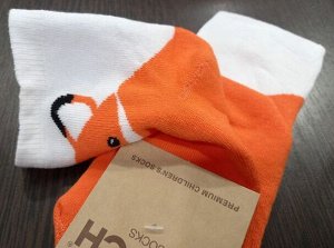 TOUCH Носки детские махровые теплые с принтом цвет Оранжевый (лисичка)
