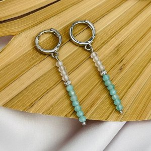 Серьги длинные из Розового кварца и Амазонита
