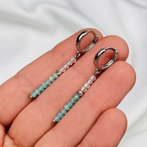 Серьги длинные из Розового кварца и Амазонита