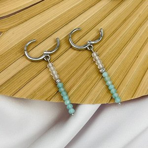 Серьги длинные из Розового кварца и Амазонита