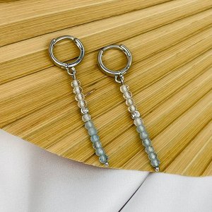 Серьги длинные из Аквамарина и Горного Хрусталя