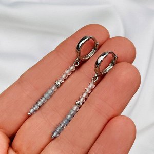 Серьги длинные из Аквамарина и Горного Хрусталя