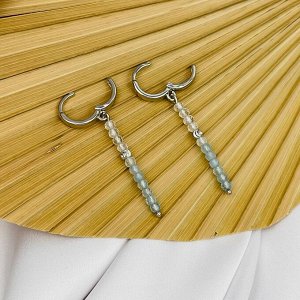 Серьги длинные из Аквамарина и Горного Хрусталя