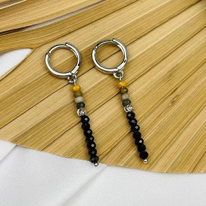 Серьги длинные из Шпинели и пчелиной Яшмы